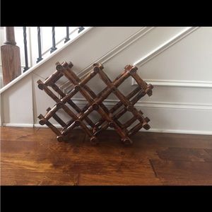 Vintage heavy duty rattan collapsible wine rack, excellent!